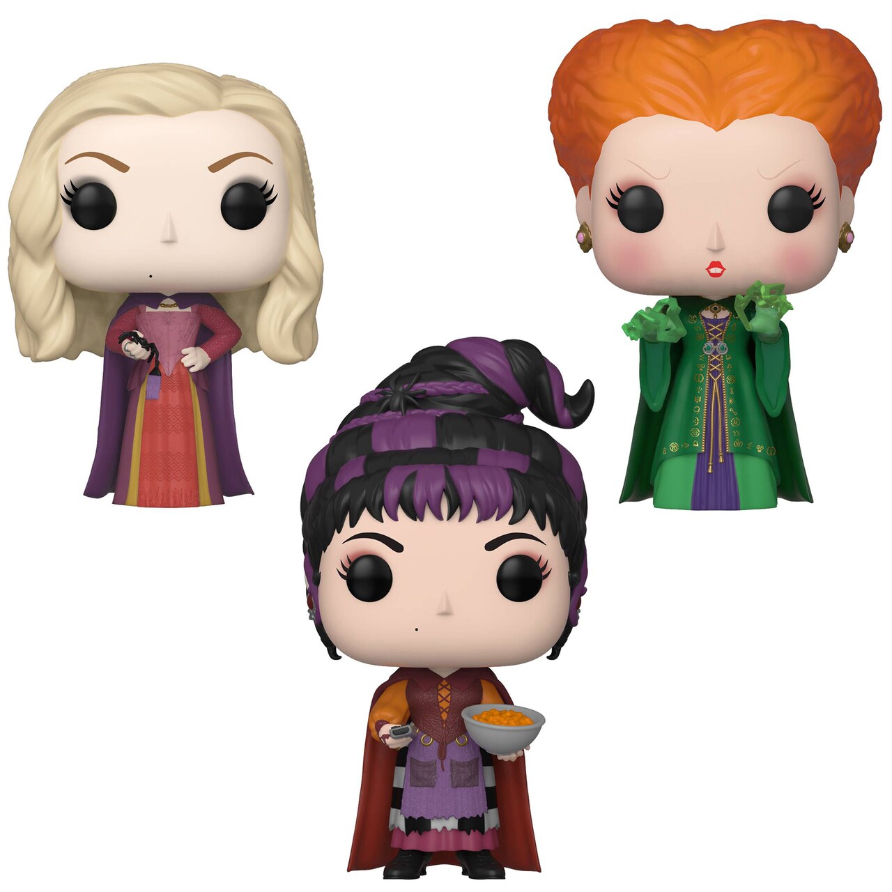 Funko POP! Disney Hocus Pocus Collectors Set - Sarah Sanderson w/ Spider, Winifred Sanderson w/ Magic, Mary Sanderson w/ Cheese Puffs